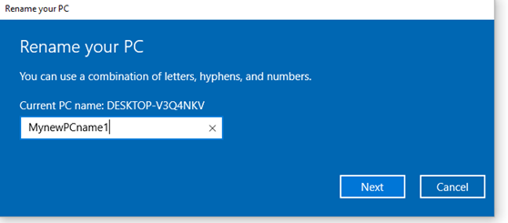 Change Windows 10 PC name